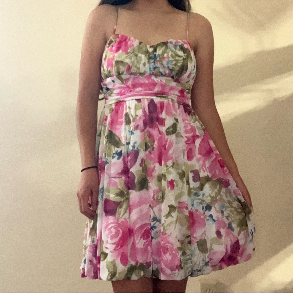 Speechless Sleeveless Pink & White Floral Mini Dress Size: M